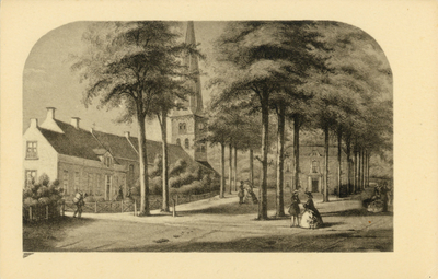 7266 Gezicht op de Brink te Baarn uit het noordoosten, met links de Nederlands Hervormde Kerk en ...